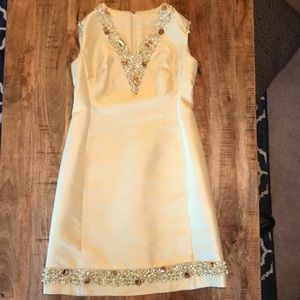 👹 SOLD 👹 Vintag Pastel Yellow dress with beading